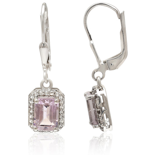 Pendientes de Plata con Amatista de Brasil y Topacio Blanco