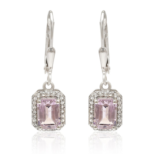 Pendientes de Plata con Amatista de Brasil y Topacio Blanco