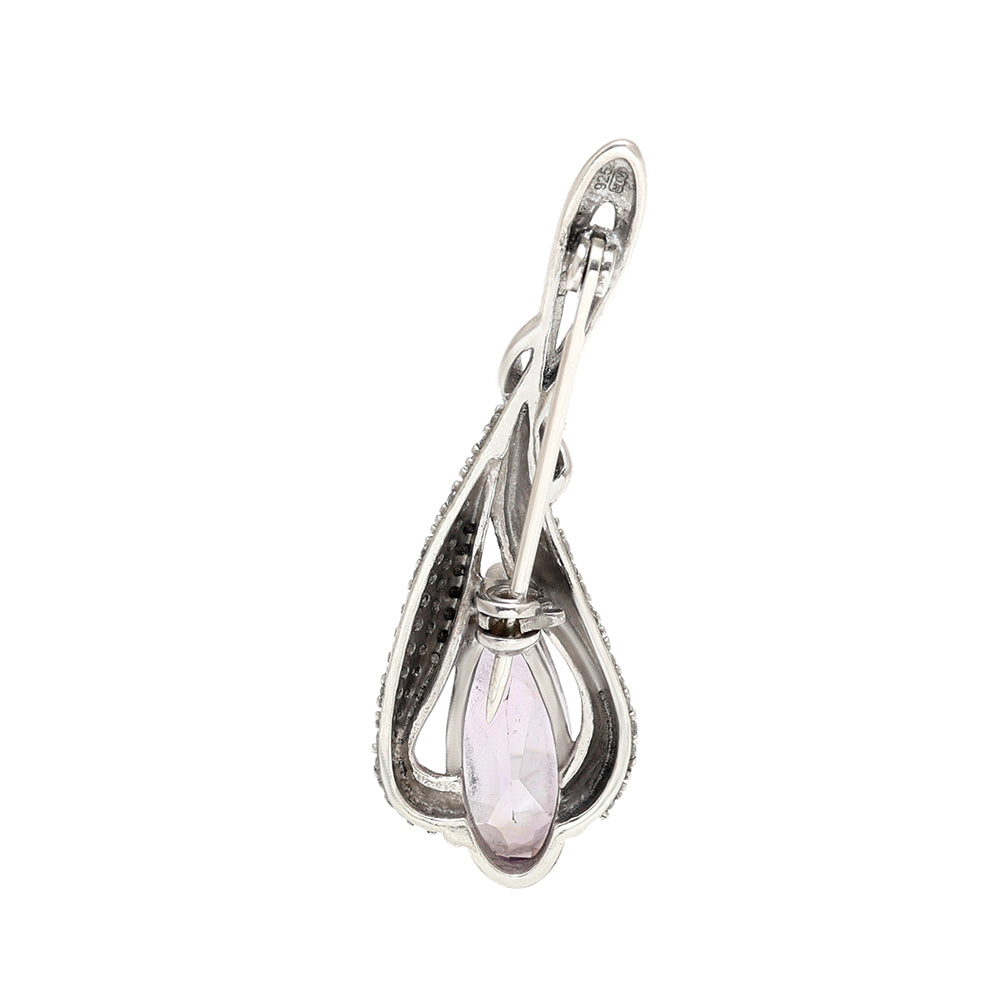 Broche de Plata con Amatista de Brasil y Topacio Blanco