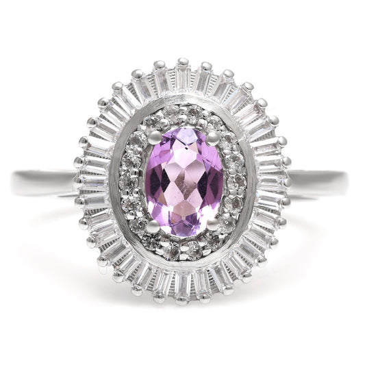 Anillo de Plata con Amatista de Brasil y Topacio Blanco