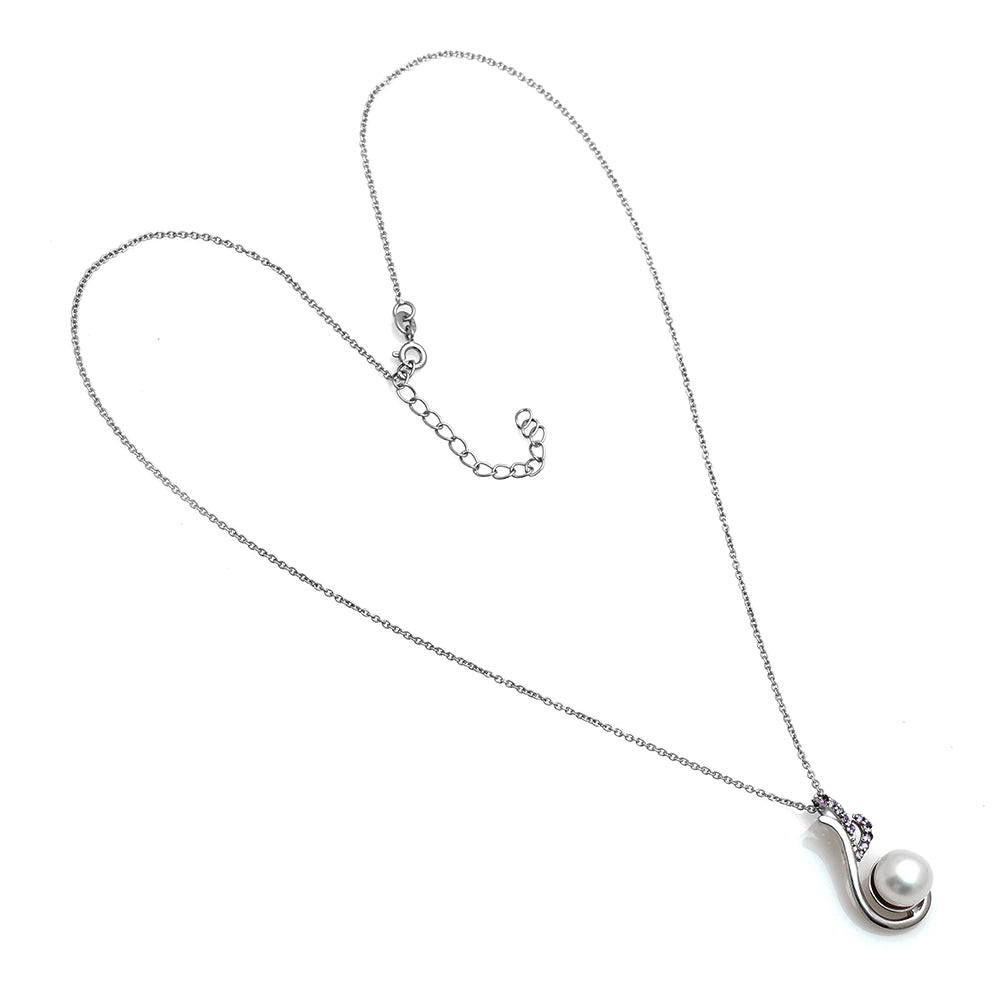 Colgante de Plata con Amatista de Brasil y Perla blanca de agua dulce