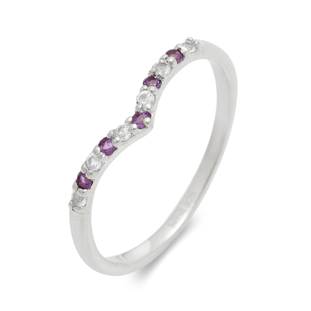 Anillo de Plata con Amatista de Brasil y Topacio Blanco 3 