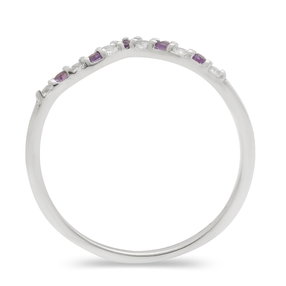 Anillo de Plata con Amatista de Brasil y Topacio Blanco