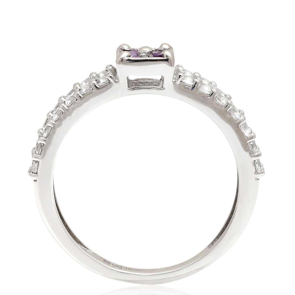 Anillo de Plata con Amatista de Brasil y Topacio Blanco 9 