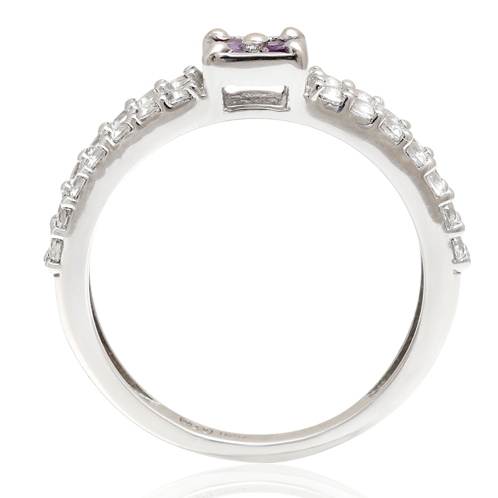 Anillo de Plata con Amatista de Brasil y Topacio Blanco