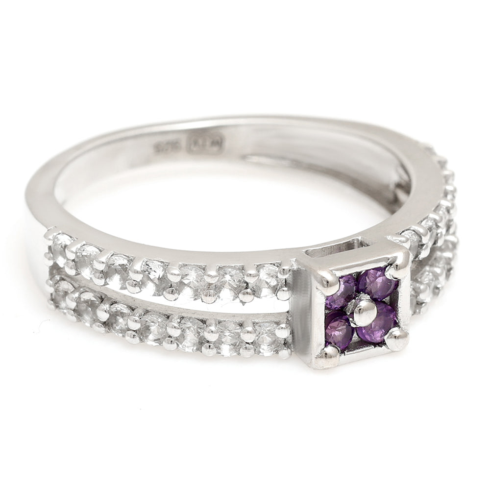 Anillo de Plata con Amatista de Brasil y Topacio Blanco 6 