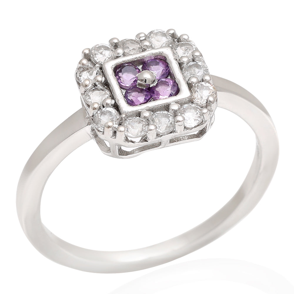 Anillo de Plata con Amatista de Brasil y Topacio Blanco 3 