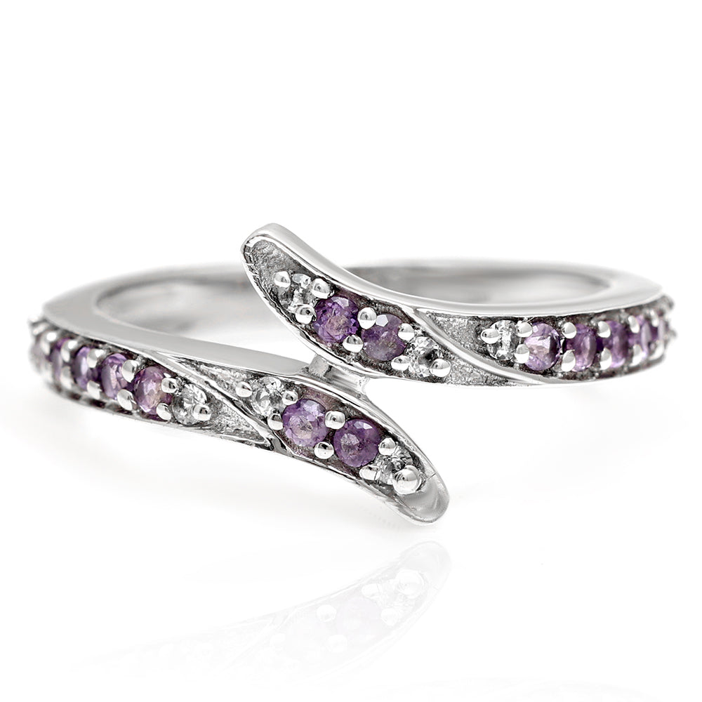 Anillo de Plata con Amatista de Brasil y Topacio Blanco