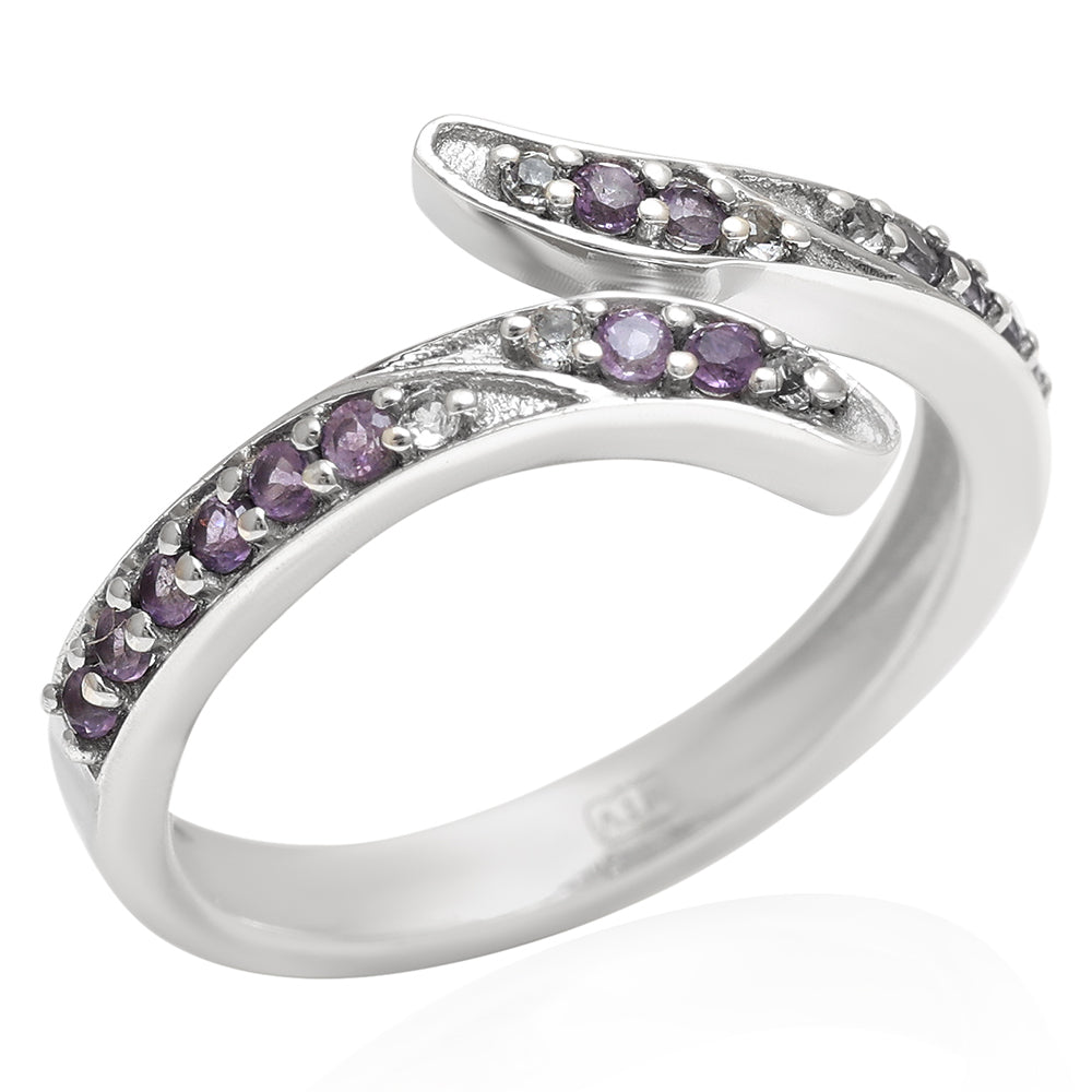 Anillo de Plata con Amatista de Brasil y Topacio Blanco