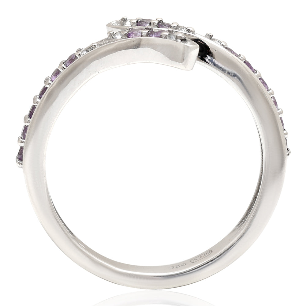 Anillo de Plata con Amatista de Brasil y Topacio Blanco