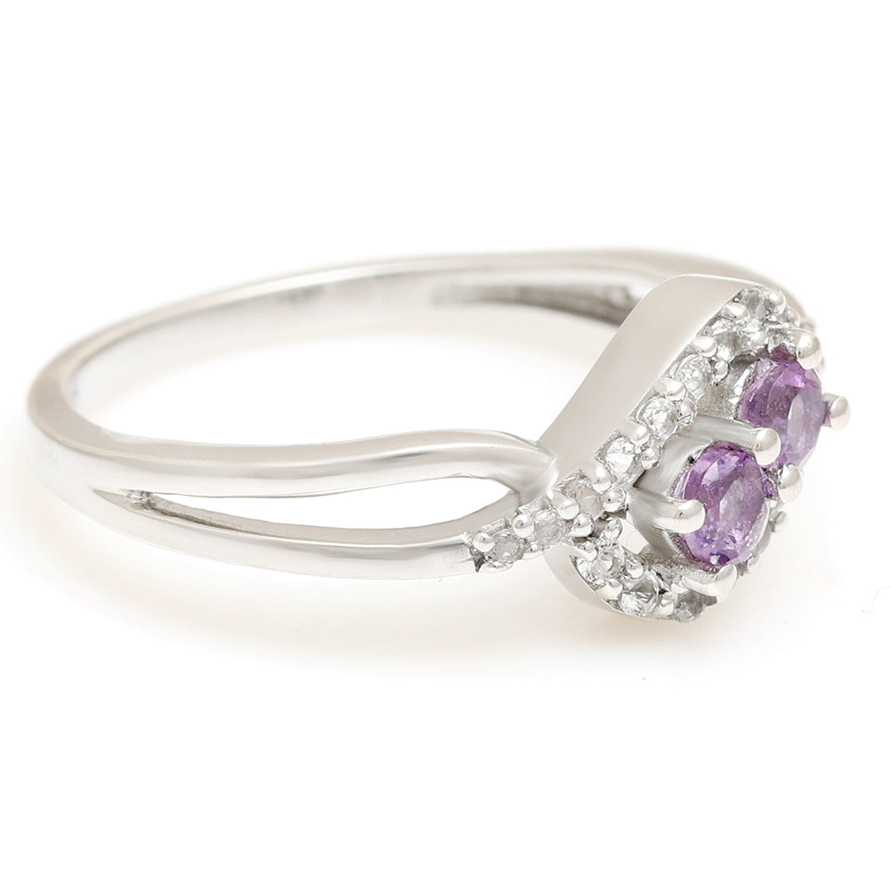 Anillo de Plata con Amatista de Brasil y Topacio Blanco 3 