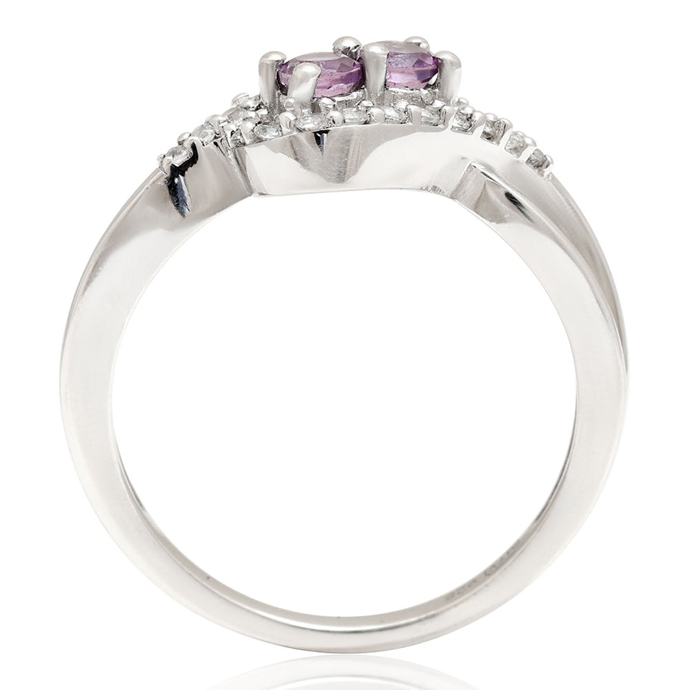 Anillo de Plata con Amatista de Brasil y Topacio Blanco