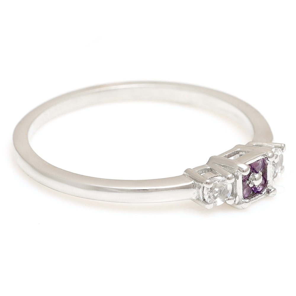 Anillo de Plata con Amatista de Brasil y Topacio Blanco