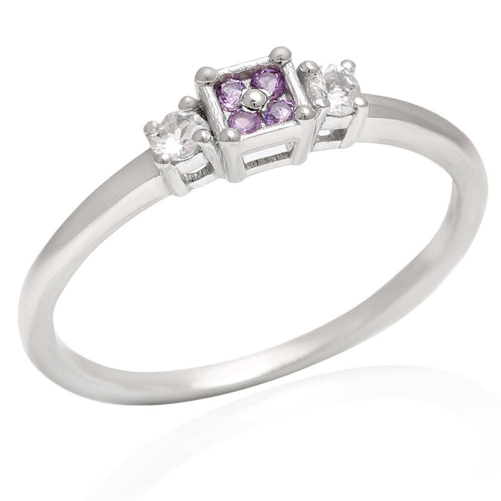 Anillo de Plata con Amatista de Brasil y Topacio Blanco