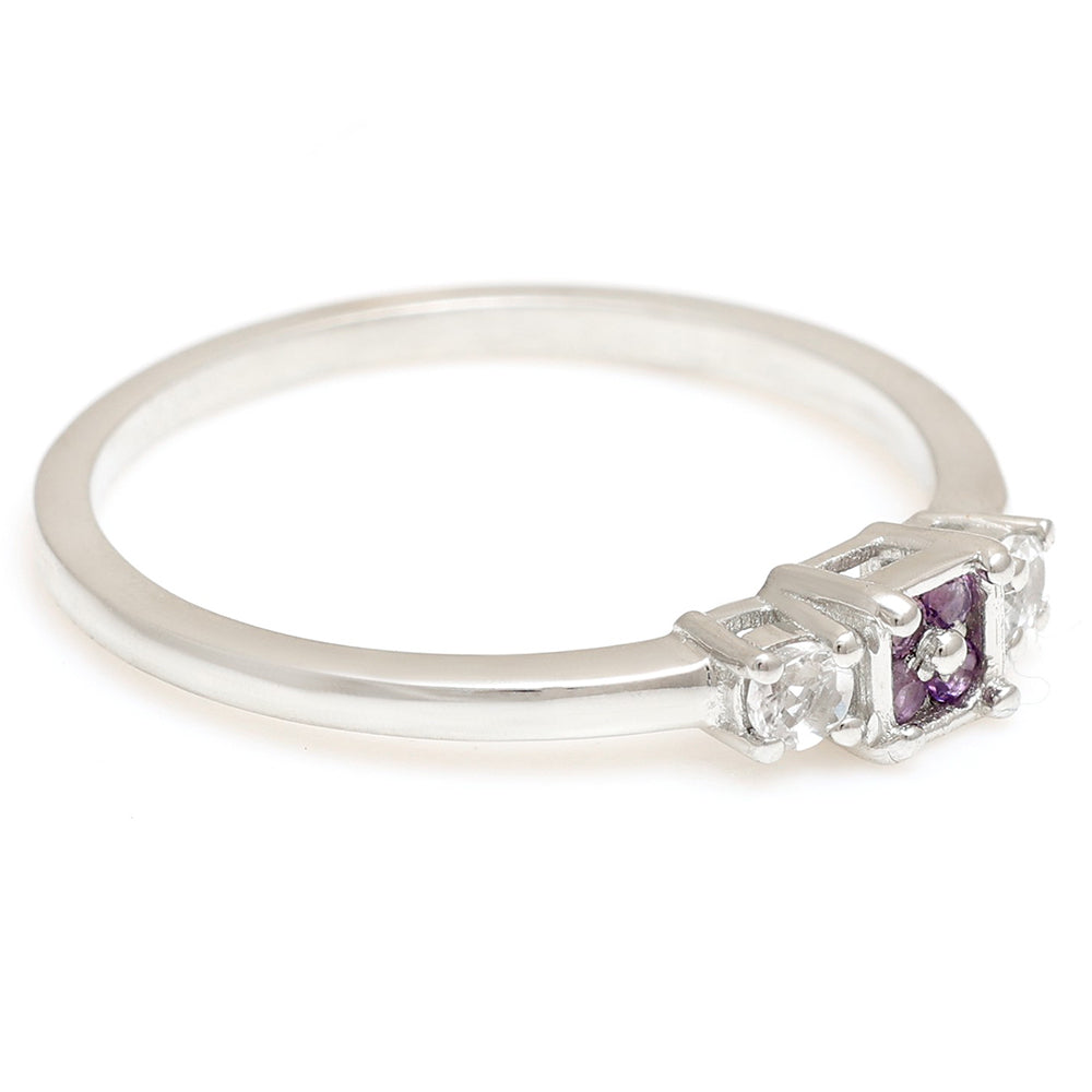 Anillo de Plata con Amatista de Brasil y Topacio Blanco 5 