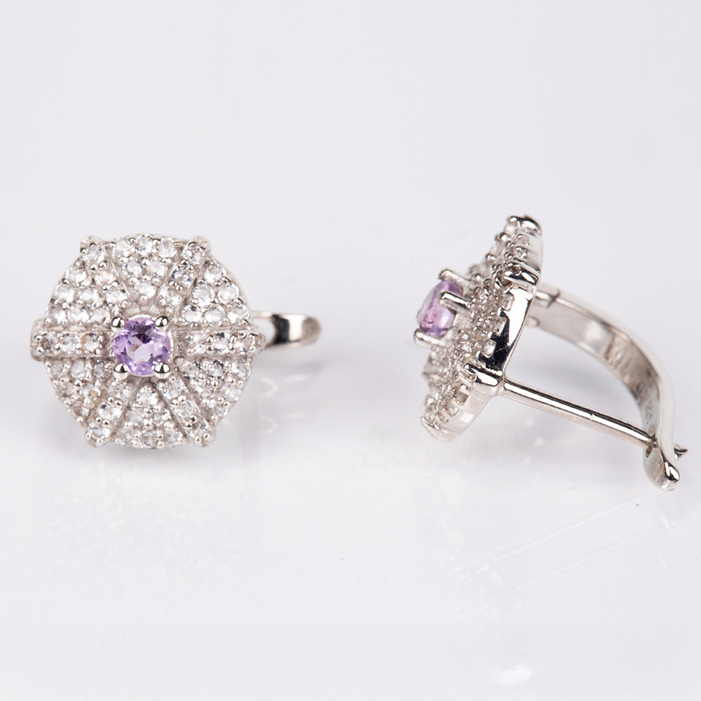 Pendientes de Plata con Topacio Blanco y Amatista de Brasil 4 