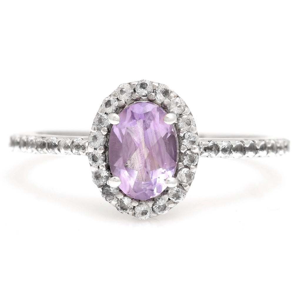 Anillo de Plata con Amatista de Brasil y Topacio Blanco