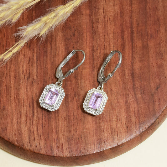 Pendientes de Plata con Amatista de Brasil y Topacio Blanco