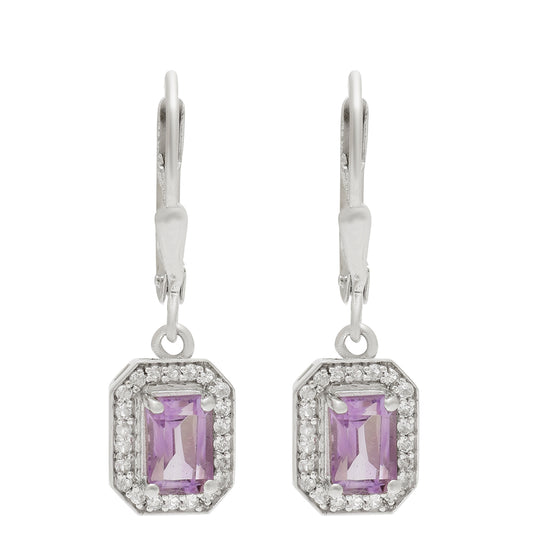 Pendientes de Plata con Amatista de Brasil y Topacio Blanco