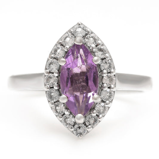 Anillo de Plata con Amatista de Brasil y Topacio Blanco