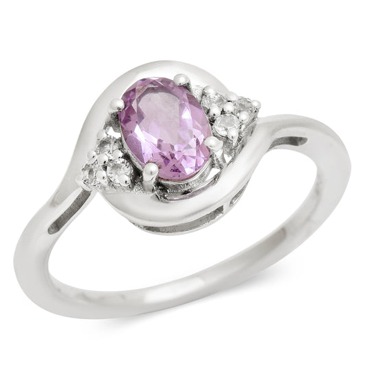Anillo de Plata con Amatista de Brasil y Topacio Blanco