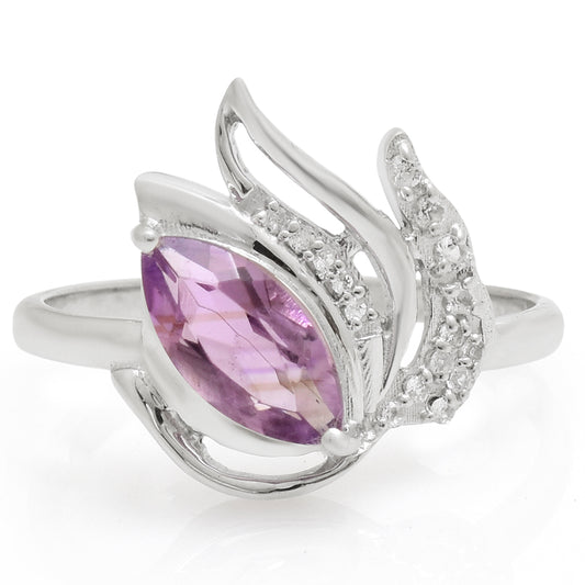 Anillo de Plata con Amatista de Brasil y Topacio Blanco