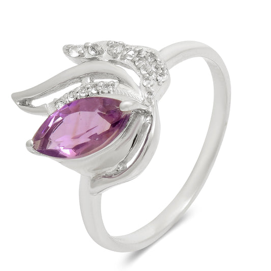 Anillo de Plata con Amatista de Brasil y Topacio Blanco