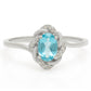 Anillo de Plata con Apatita azul de Madagascar y Topacio Blanco