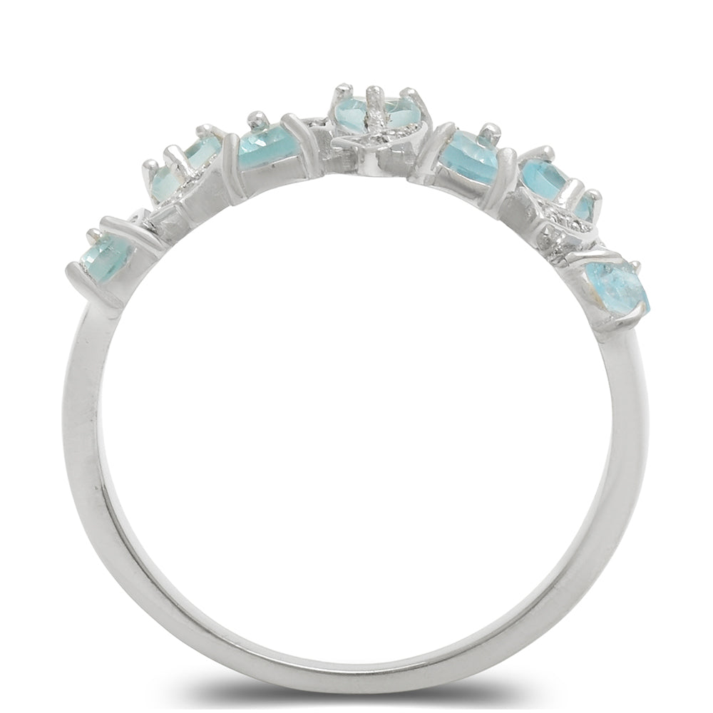 Anillo de Plata con Apatita azul de Madagascar y Topacio Blanco