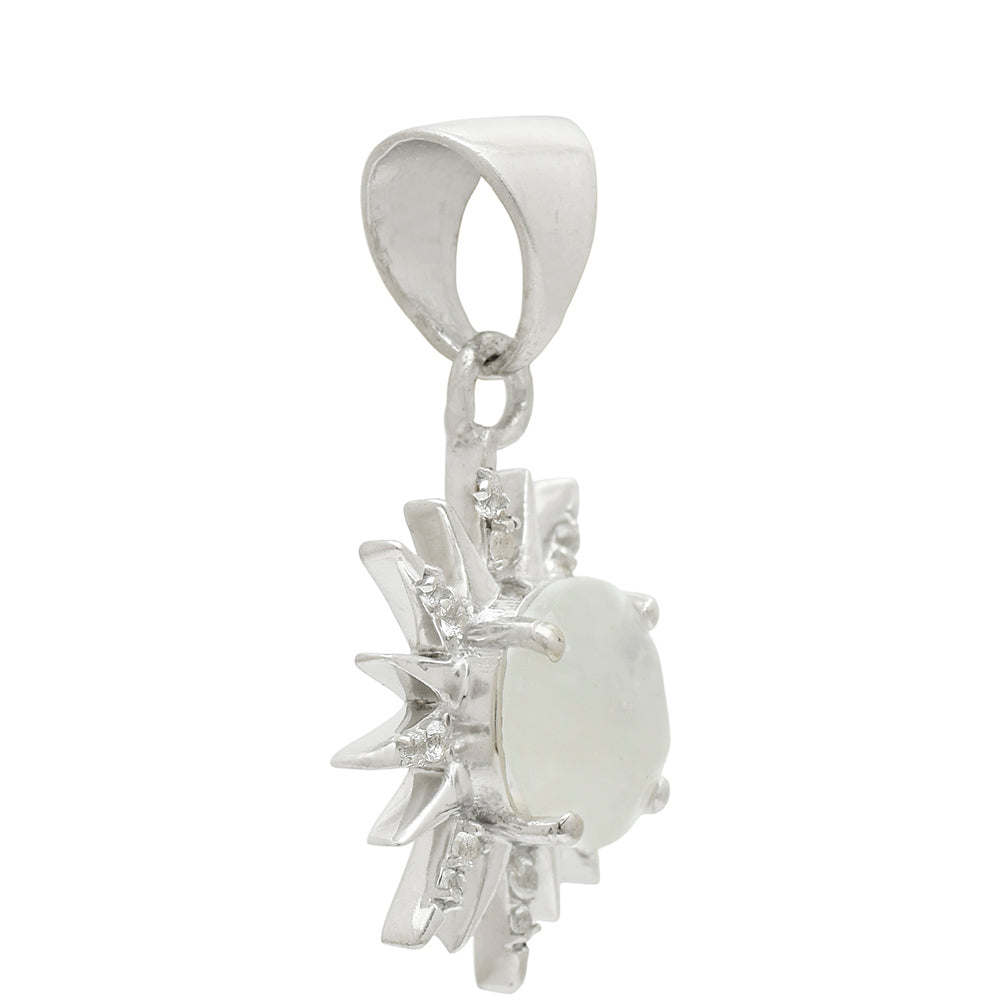 Colgante de Plata con Piedra Lunar Arco Iris y Topacio Blanco 3 