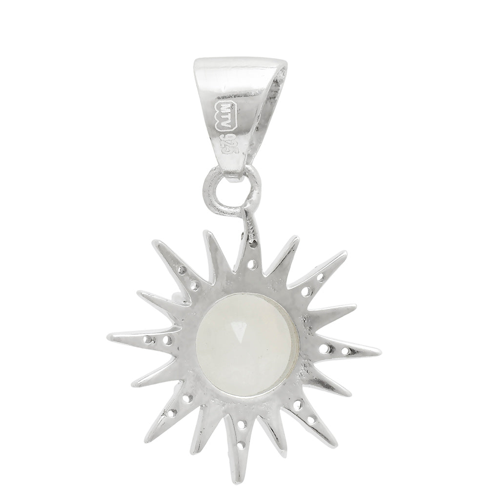 Colgante de Plata con Piedra Lunar Arco Iris y Topacio Blanco 4 