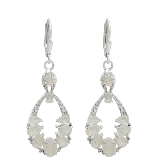 Pendientes de Plata con Piedra Lunar Arco Iris