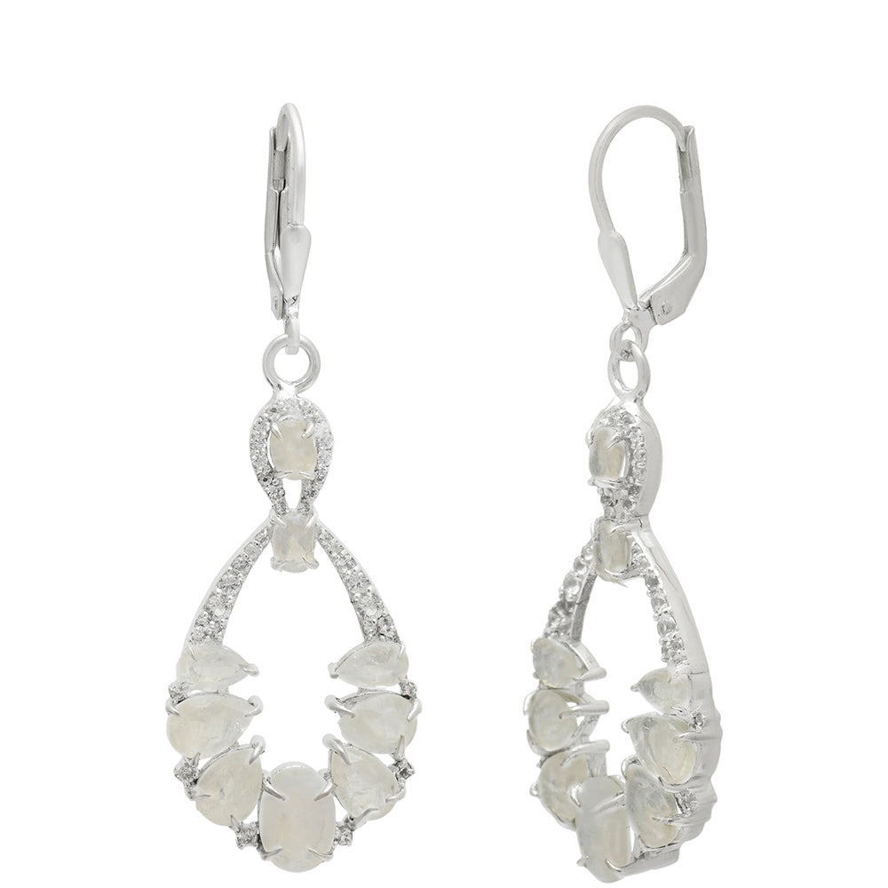 Pendientes de Plata con Piedra Lunar Arco Iris