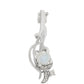 Broche de Plata con Piedra Lunar Arco Iris y Topacio Blanco