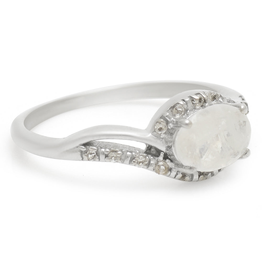Anillo de Plata con Piedra Lunar Arco Iris 4 