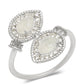 Anillo de Plata con Piedra Lunar Arco Iris y Topacio Blanco