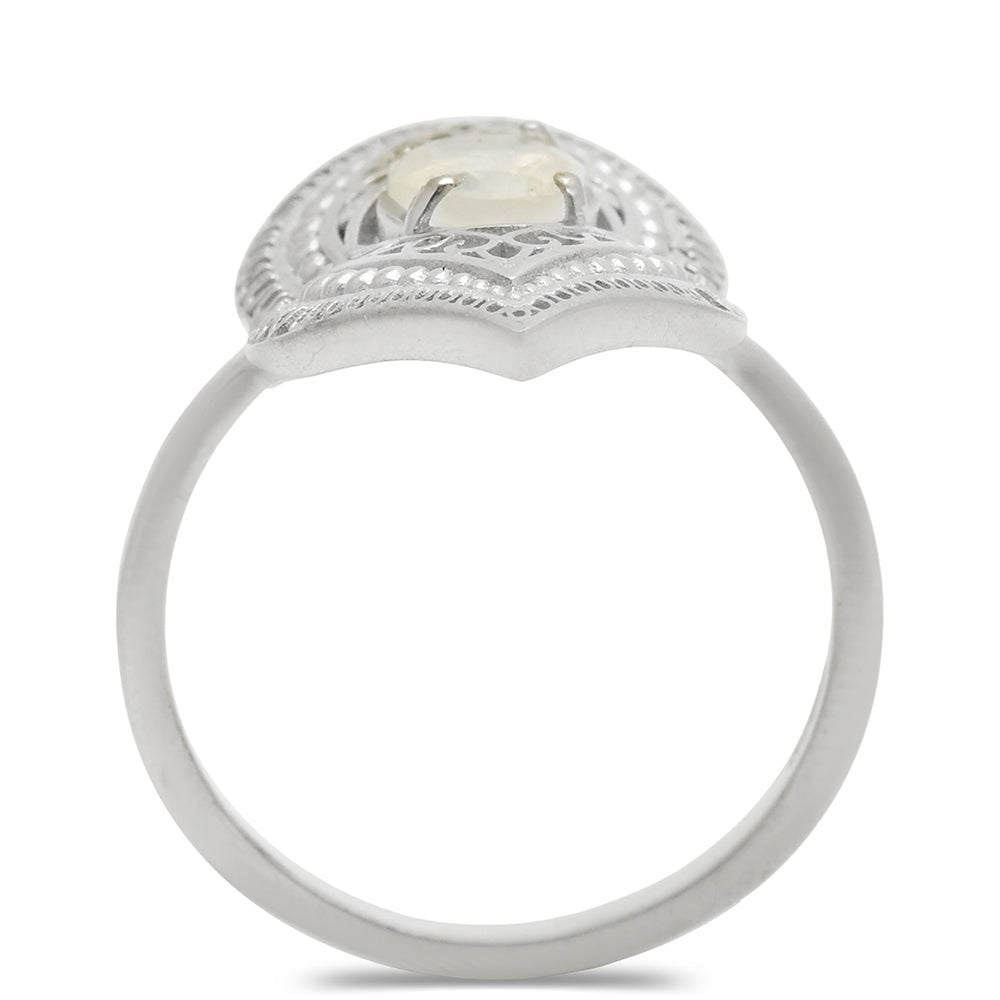Anillo de Plata con Piedra Lunar Arco Iris
