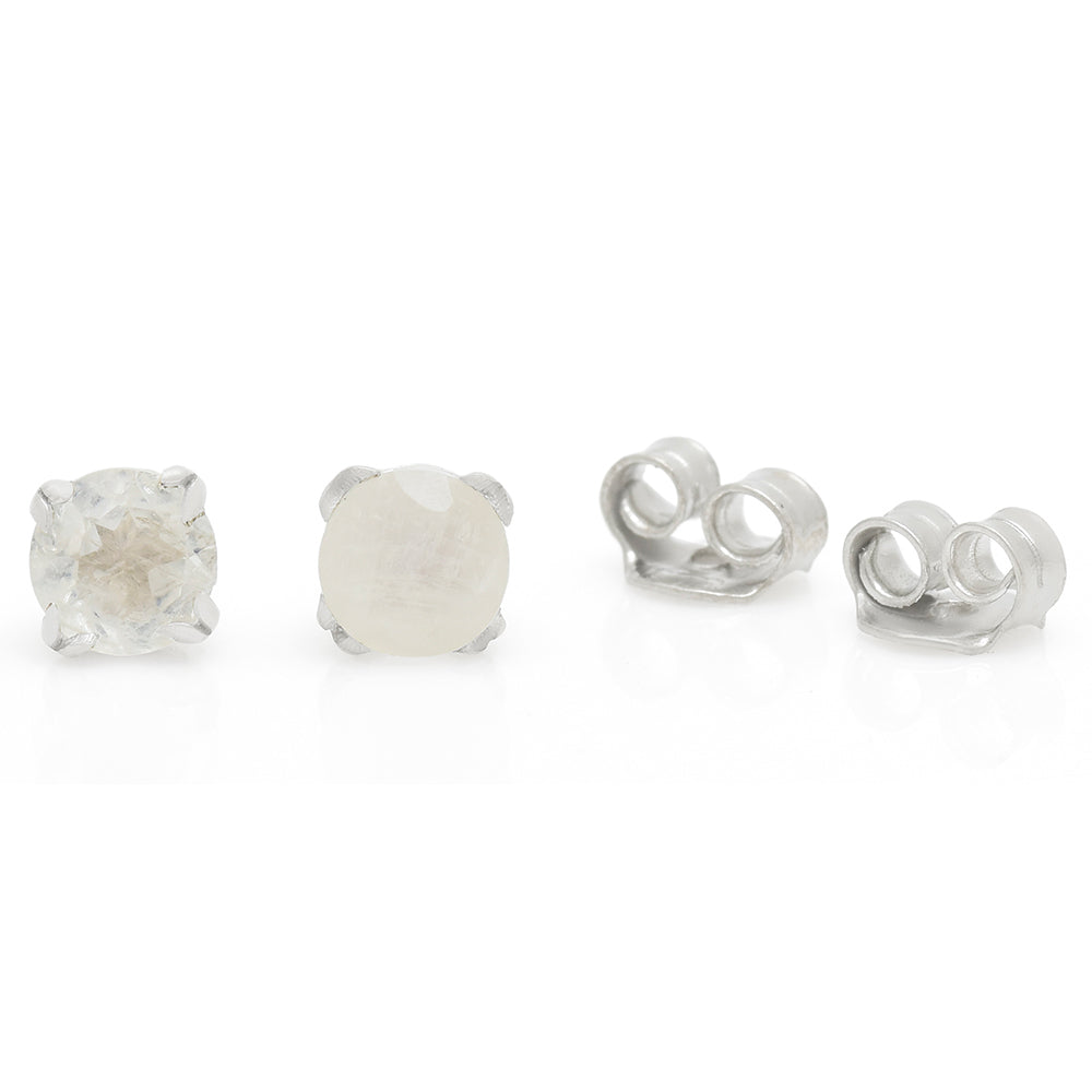 Pendientes de Plata con Piedra Lunar Arco Iris