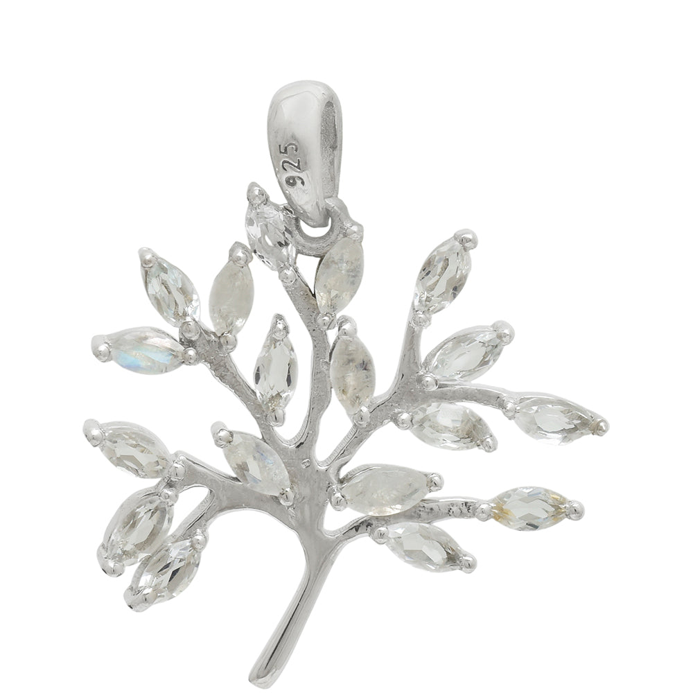 Colgante de Plata con Piedra Lunar Arco Iris y Topacio Blanco 2 