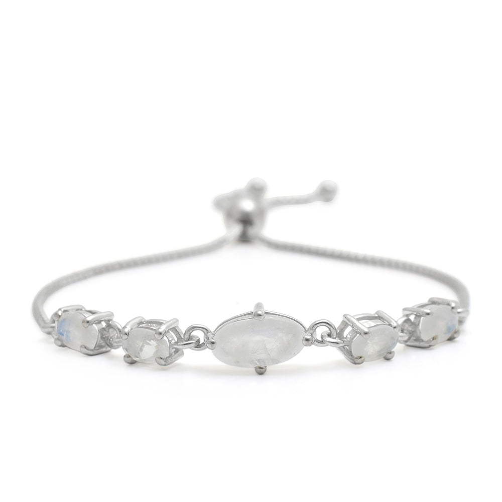 Pulsera de Plata con Piedra Lunar Arco Iris 4 