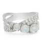 Anillo de Plata con Piedra Lunar Arco Iris y Topacio Blanco