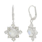Pendientes de Plata con Piedra Lunar Arco Iris y Topacio Blanco