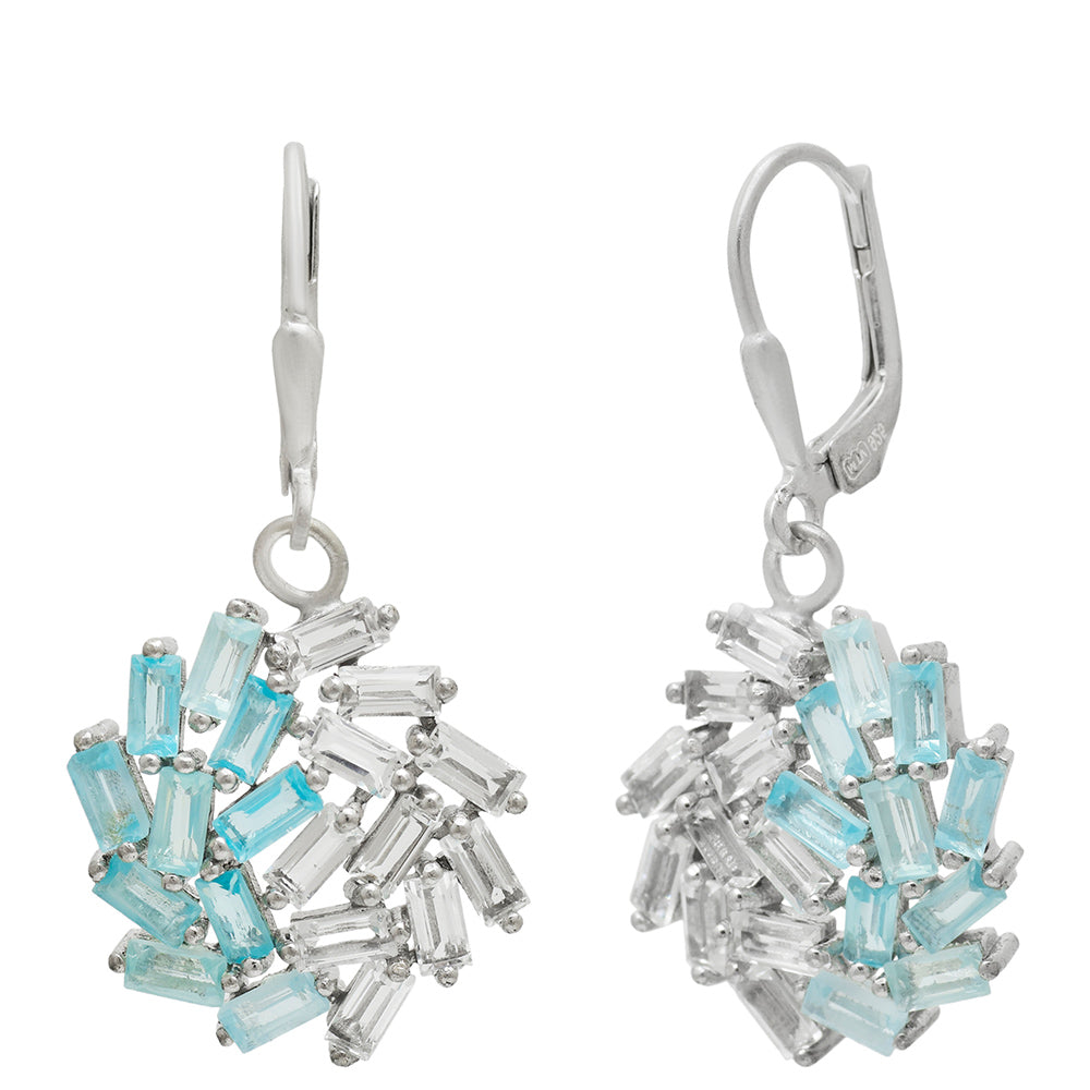 Pendientes de Plata con Apatita azul de Madagascar y Topacio Blanco 3 