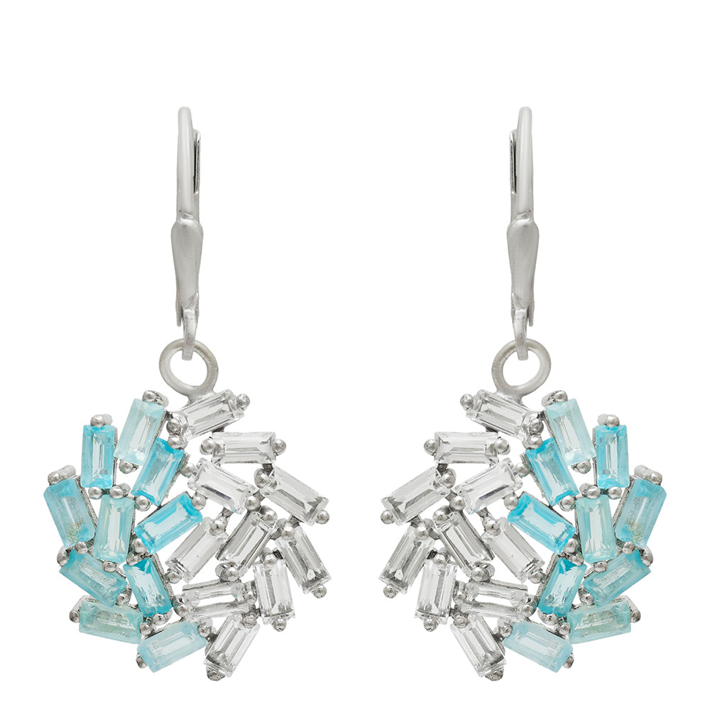 Pendientes de Plata con Apatita azul de Madagascar y Topacio Blanco 2 