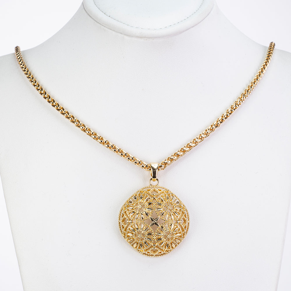 Conjunto de Aleación Bañado en Oro ( Collar +Pendientes ) 2 