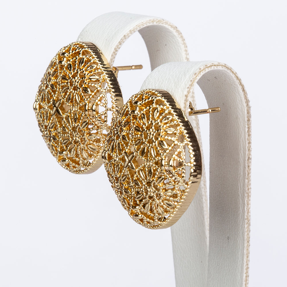 Conjunto de Aleación Bañado en Oro ( Collar +Pendientes ) 4 