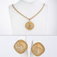 Conjunto de Aleación Bañado en Oro ( Collar +Pendientes )