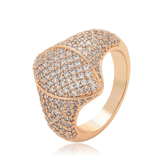 Anillo de Aleación Bañado en Oro con Cristal Emporia® Blanco