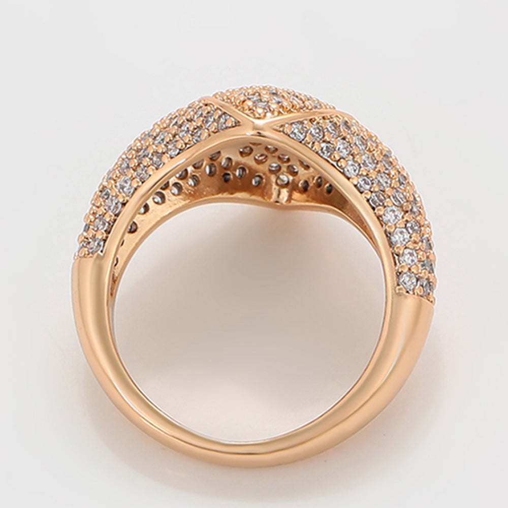 Anillo de Aleación Bañado en Oro con Cristal Emporia® Blanco 7 