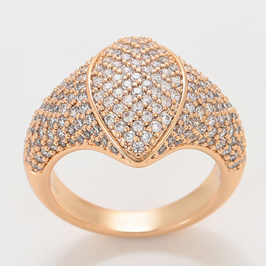 Anillo de Aleación Bañado en Oro con Cristal Emporia® Blanco